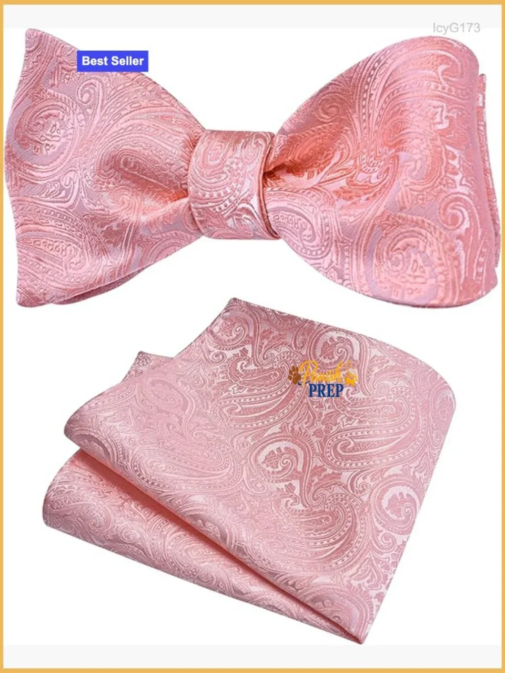 Self-Tie Bow Tie and Pocket Square Set, Silk Blend, Adjustable, Formal Wear